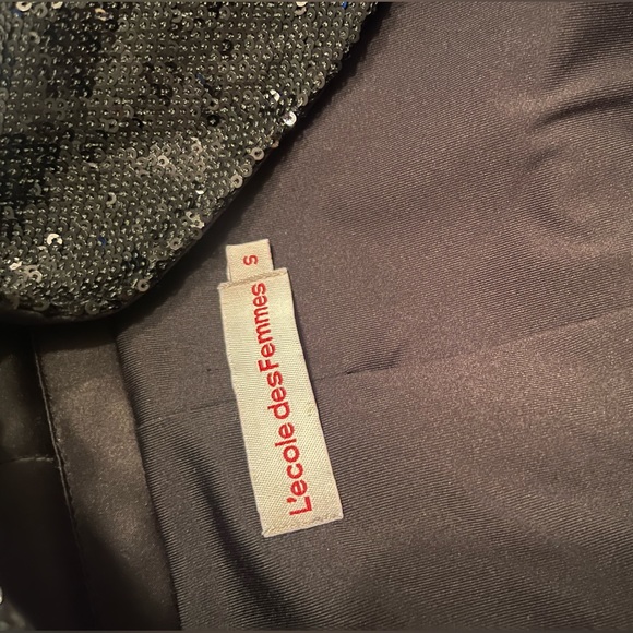 L’école Des Femmes black Smoking Sequins Jacket size small - Picture 8 of 9